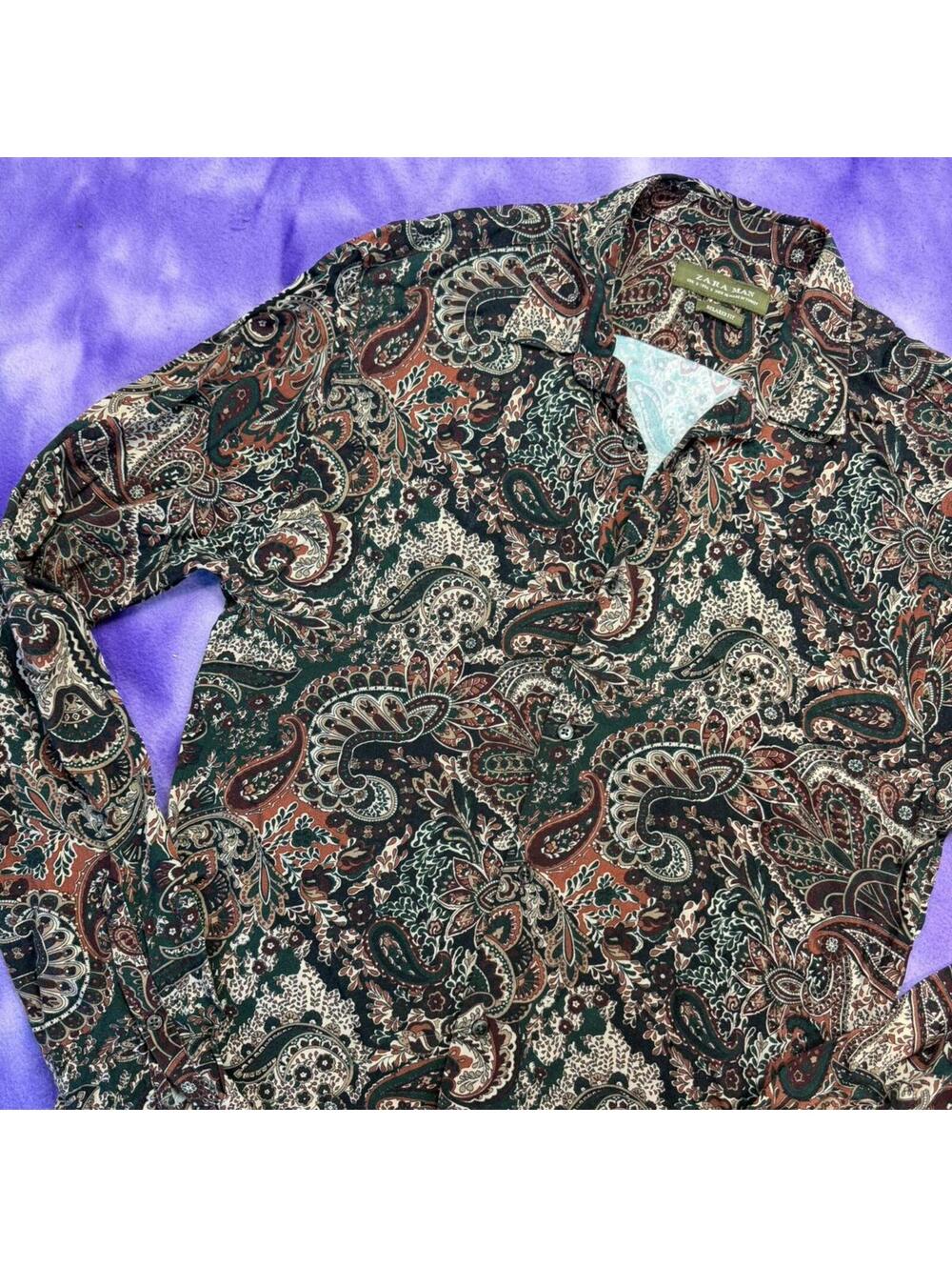 Zara man paisley print relaxed fit dress shirt